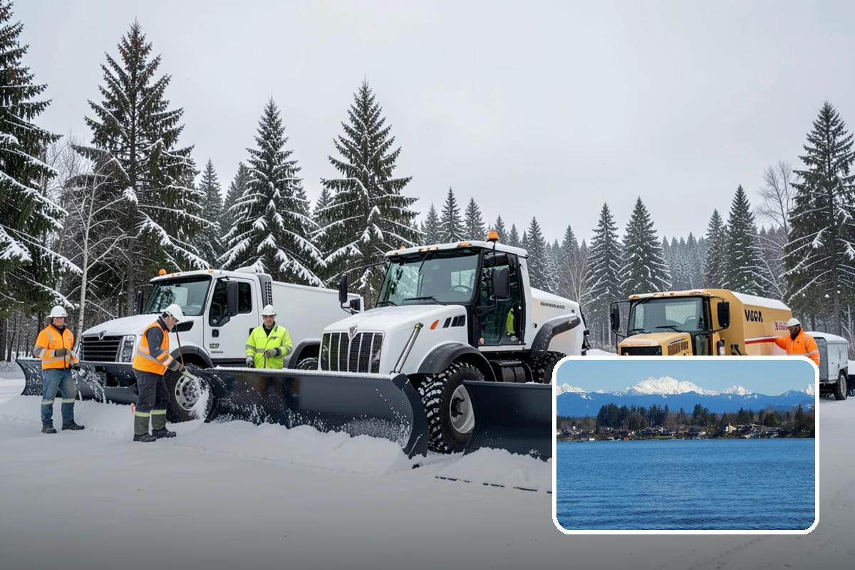 Office Parking Lot Snow Removal in Lake Stevens, Snohomish County, WA - Early-morning clearing timed to beat the commute