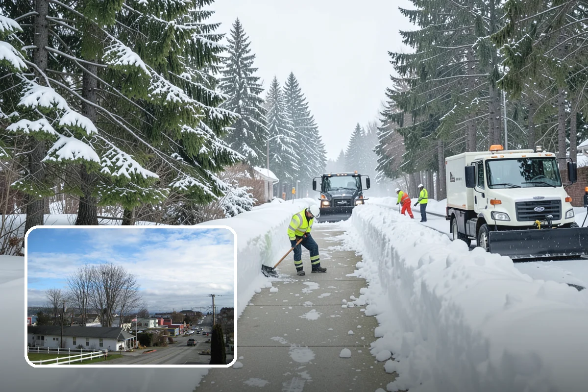 Office Parking Lot Snow Removal in Langley, Island County, WA - Early-morning clearing timed to beat the commute
