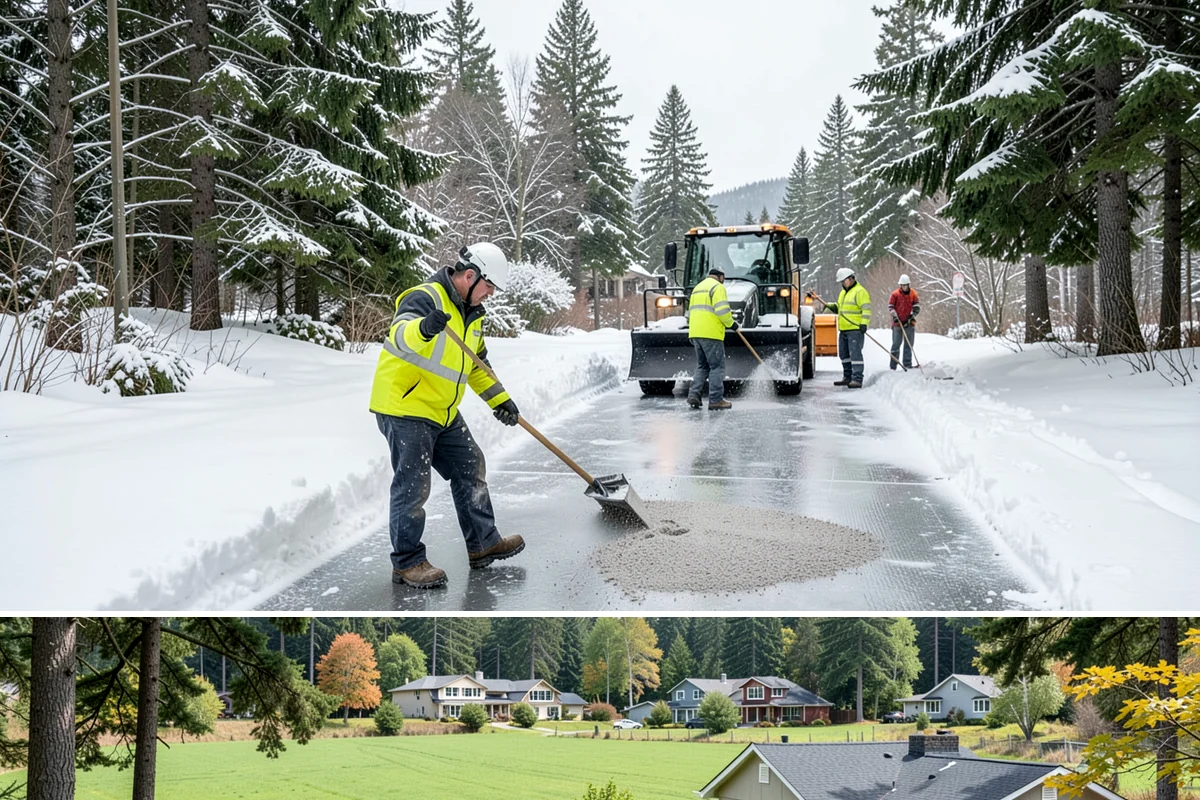 Office Parking Lot Snow Removal in Lyman, Skagit County, WA - Office lots need the most attention during December and January cold snaps when overnight temperatures dip below freezing after...