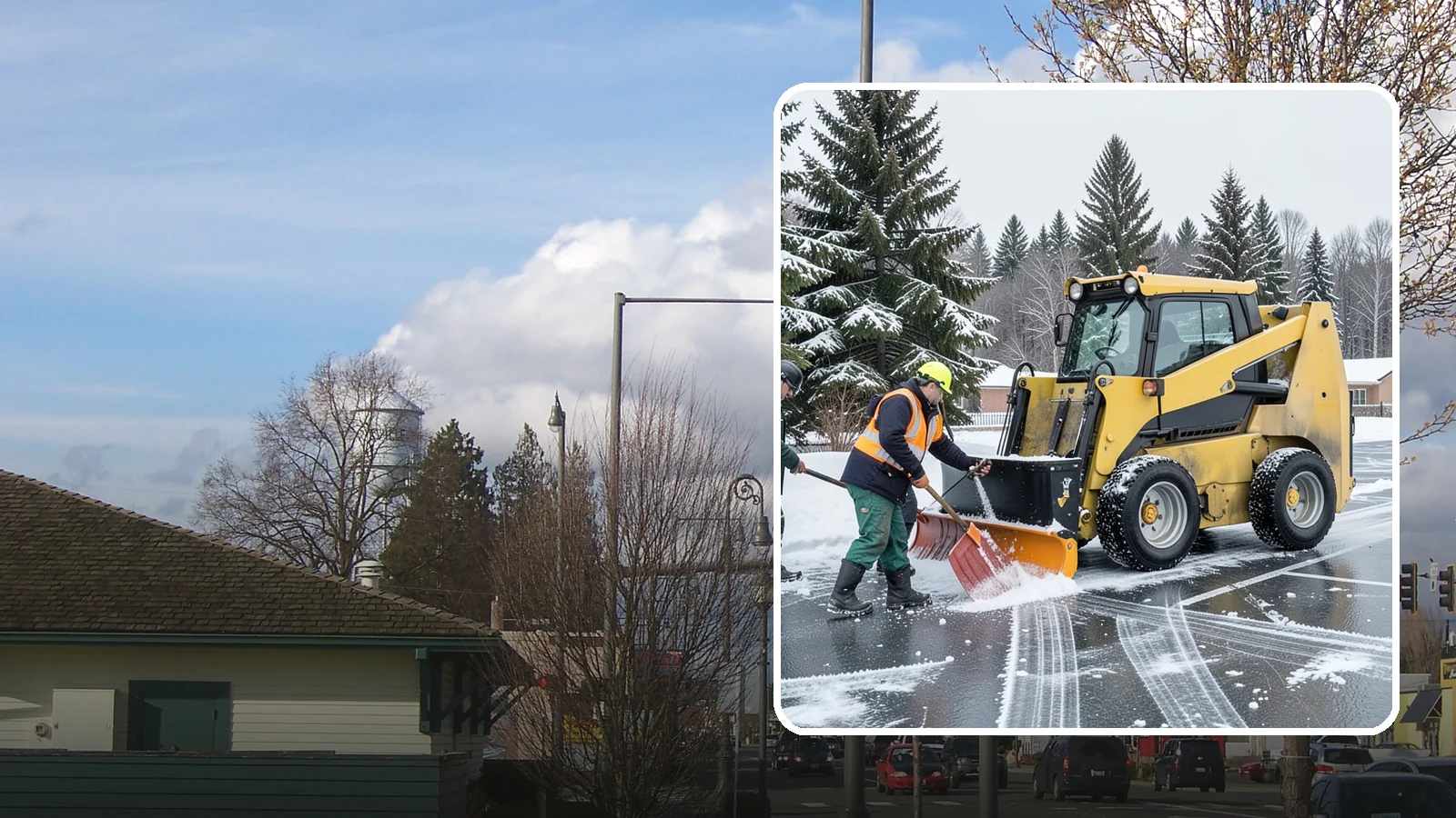 Office Parking Lot Snow Removal in Marysville, Snohomish County, WA - Keep your office lot open and safe for arriving employees and clients when a rare Western Washington snowfall or ice event hits.