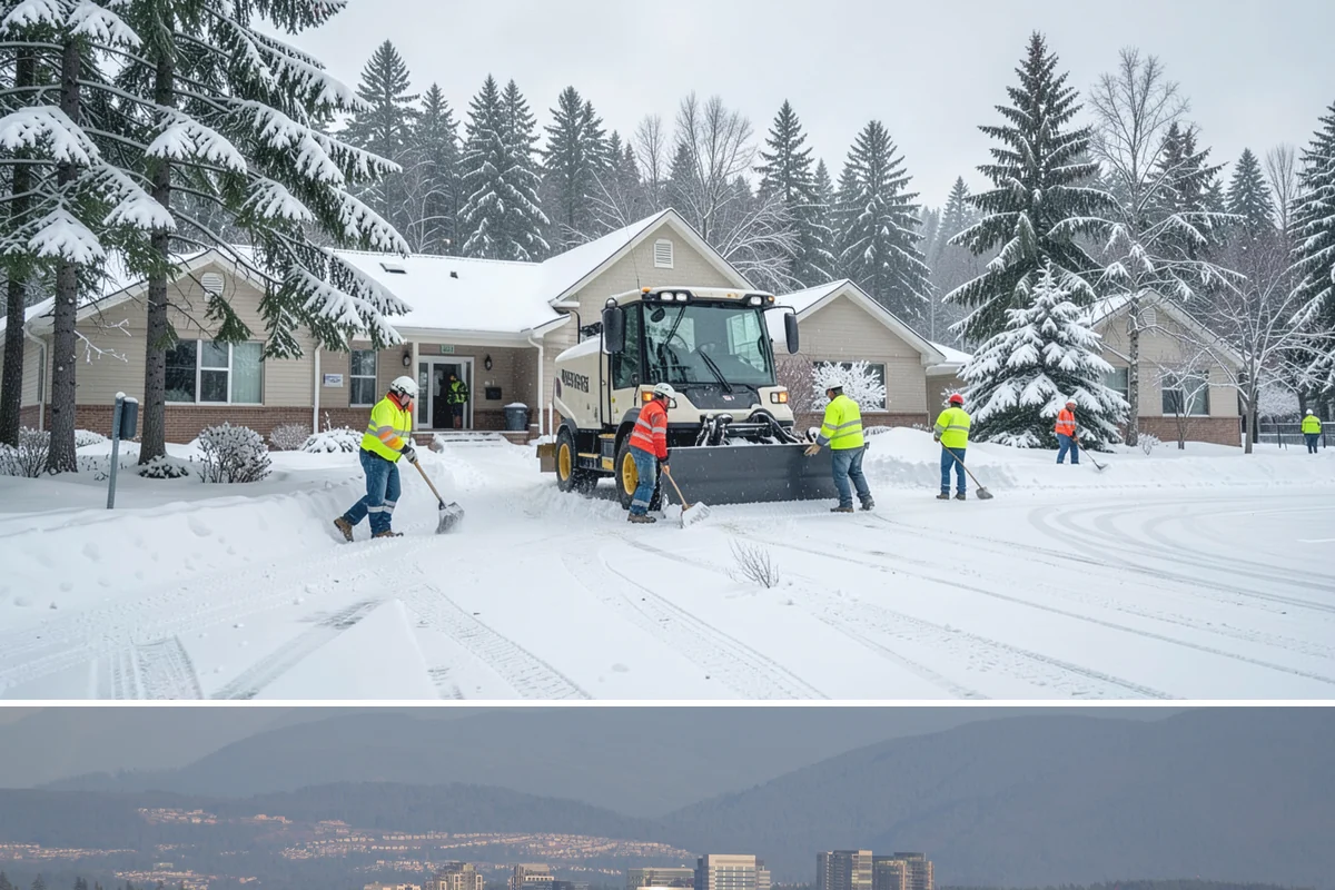 Office Parking Lot Snow Removal in Medina, King County, WA - Office lots need the most attention during December and January cold snaps when overnight temperatures dip below freezing after...