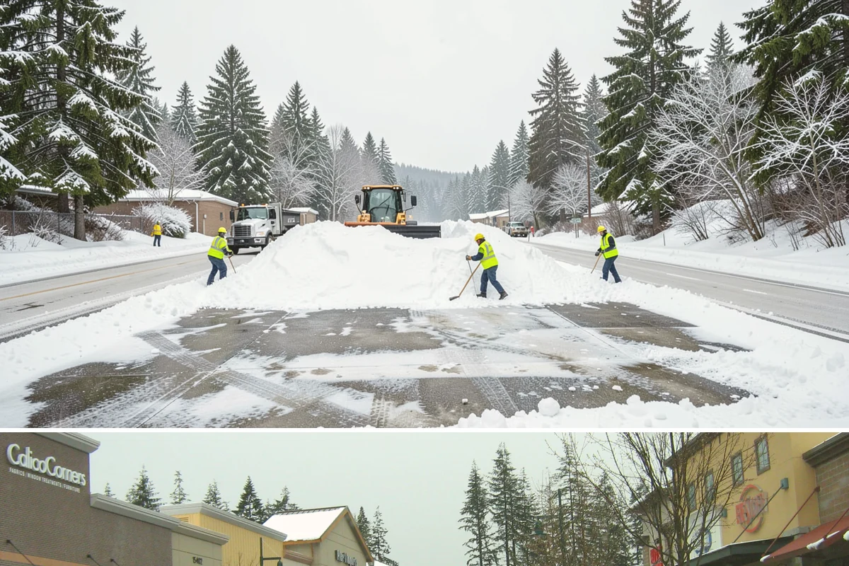 Office Parking Lot Snow Removal in Mill Creek, Snohomish County, WA - Office lots need the most attention during December and January cold snaps when overnight temperatures dip below freezing after...