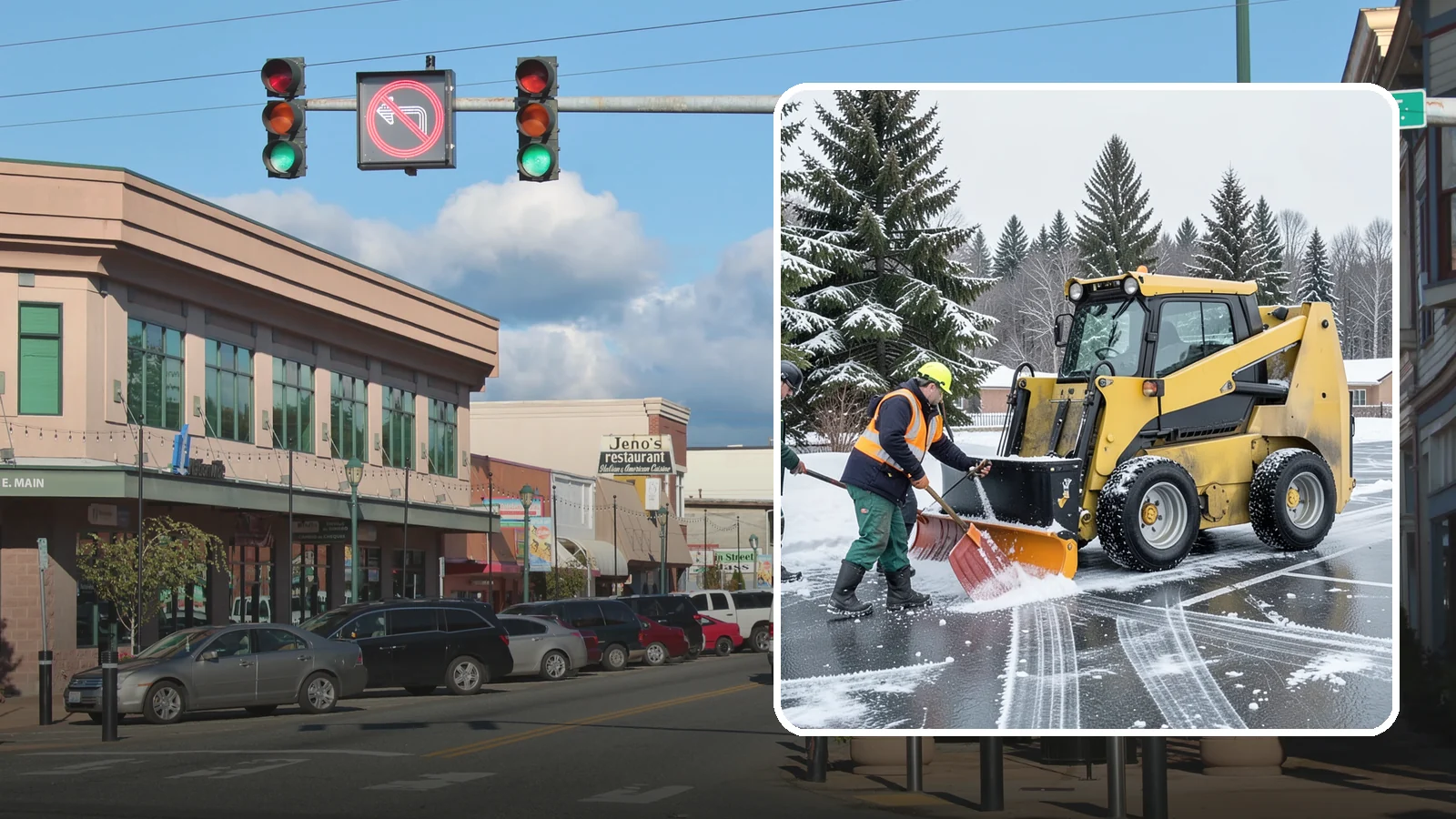 Office Parking Lot Snow Removal in Monroe, Snohomish County, WA - Keep your office lot open and safe for arriving employees and clients when a rare Western Washington snowfall or ice event hits.