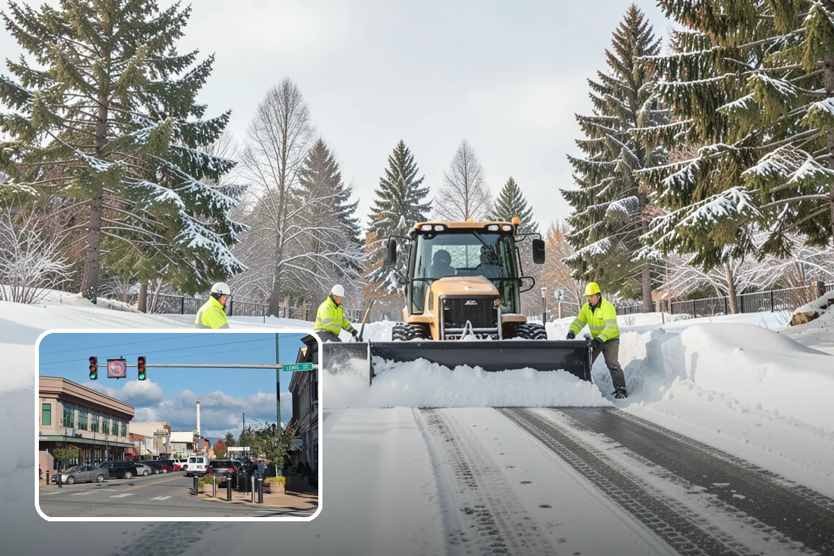 Office Parking Lot Snow Removal in Monroe, Snohomish County, WA - Early-morning clearing timed to beat the commute