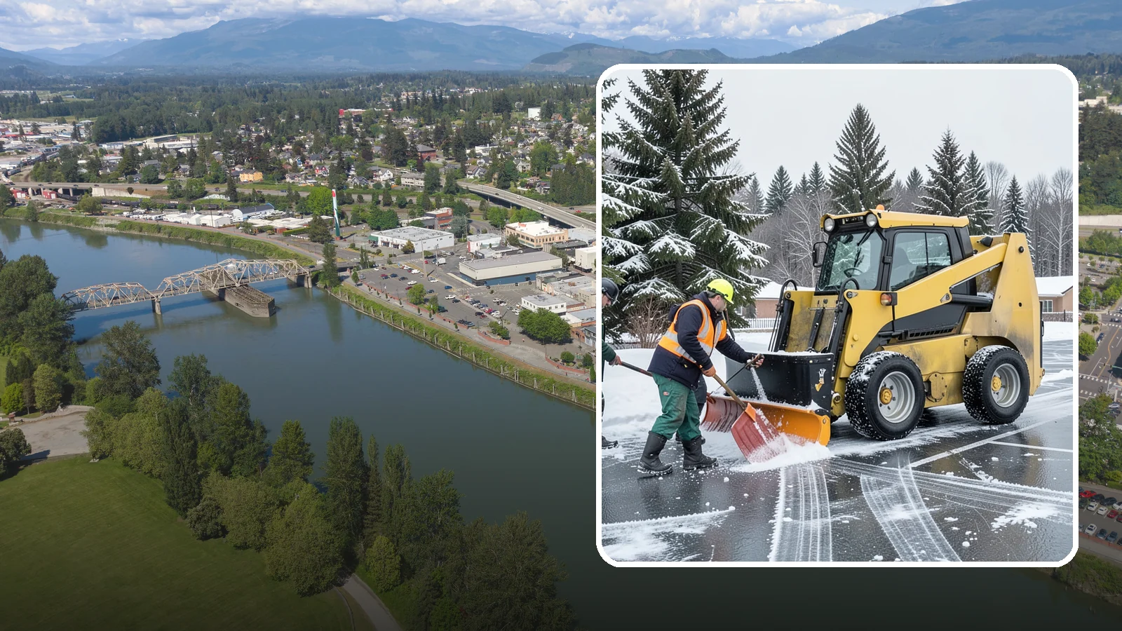 Office Parking Lot Snow Removal in Mount Vernon, Skagit County, WA - Keep your office lot open and safe for arriving employees and clients when a rare Western Washington snowfall or ice event hits.