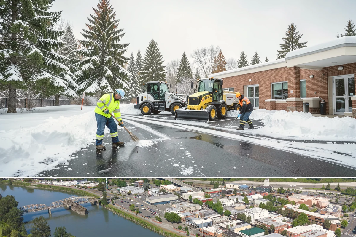 Office Parking Lot Snow Removal in Mount Vernon, Skagit County, WA - Office lots need the most attention during December and January cold snaps when overnight temperatures dip below freezing after...