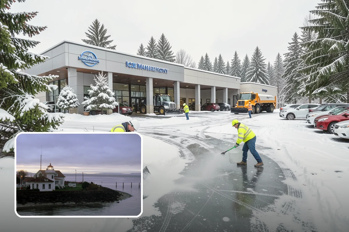 Office Parking Lot Snow Removal in Mukilteo, Snohomish County, WA - Early-morning clearing timed to beat the commute
