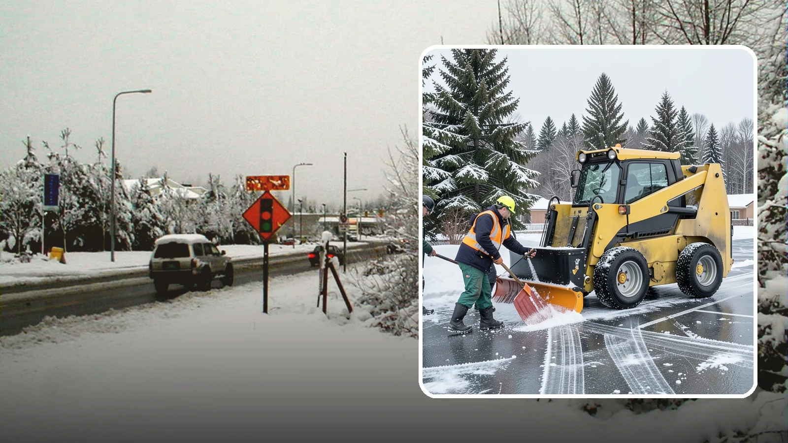 Office Parking Lot Snow Removal in Newcastle, King County, WA - Keep your office lot open and safe for arriving employees and clients when a rare Western Washington snowfall or ice event hits.