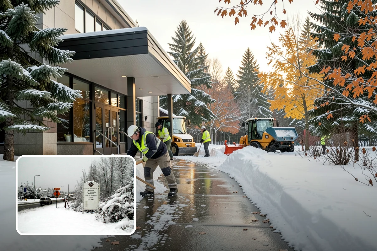 Office Parking Lot Snow Removal in Newcastle, King County, WA - Early-morning clearing timed to beat the commute