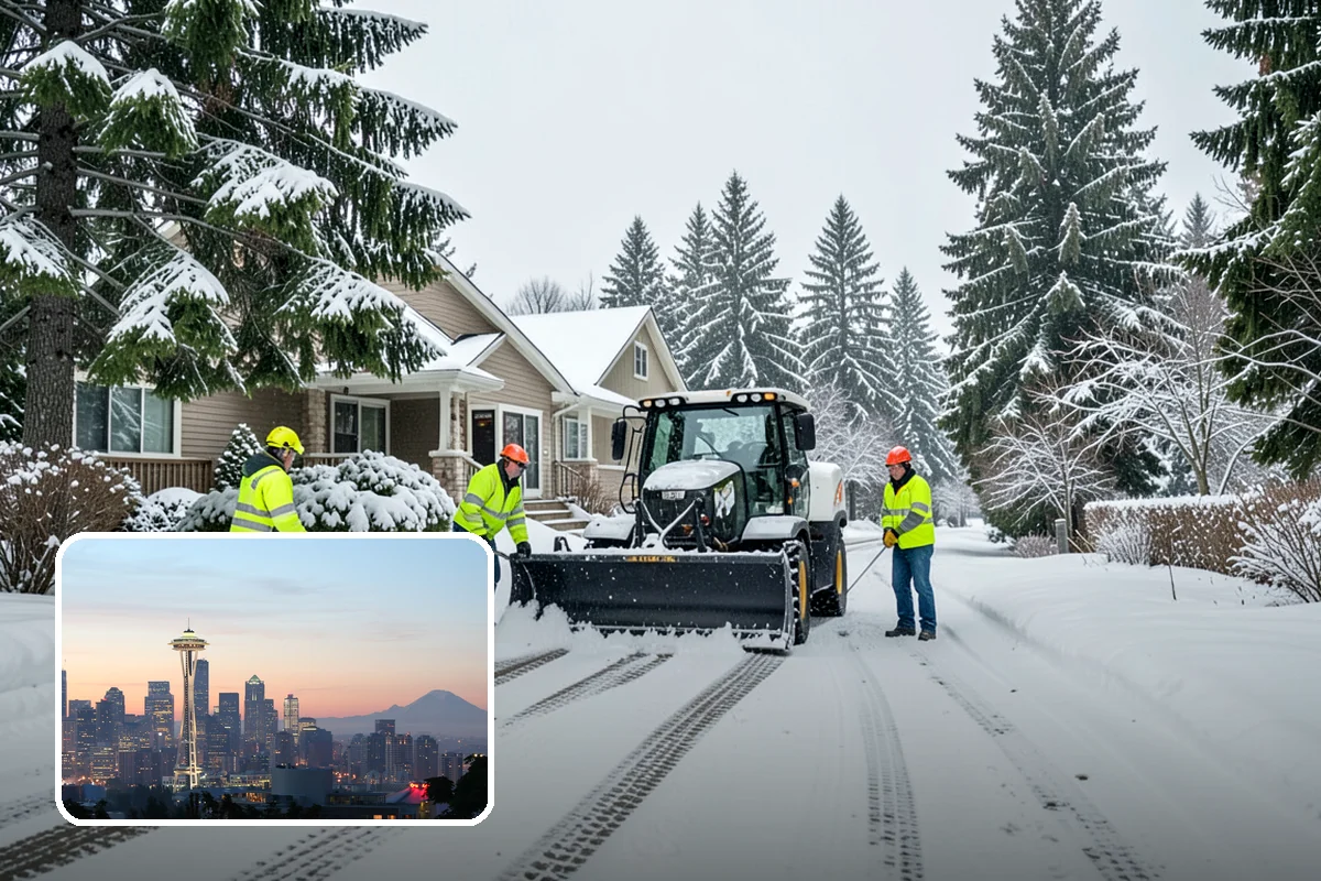 Office Parking Lot Snow Removal in Seattle, King County, WA - Early-morning clearing timed to beat the commute