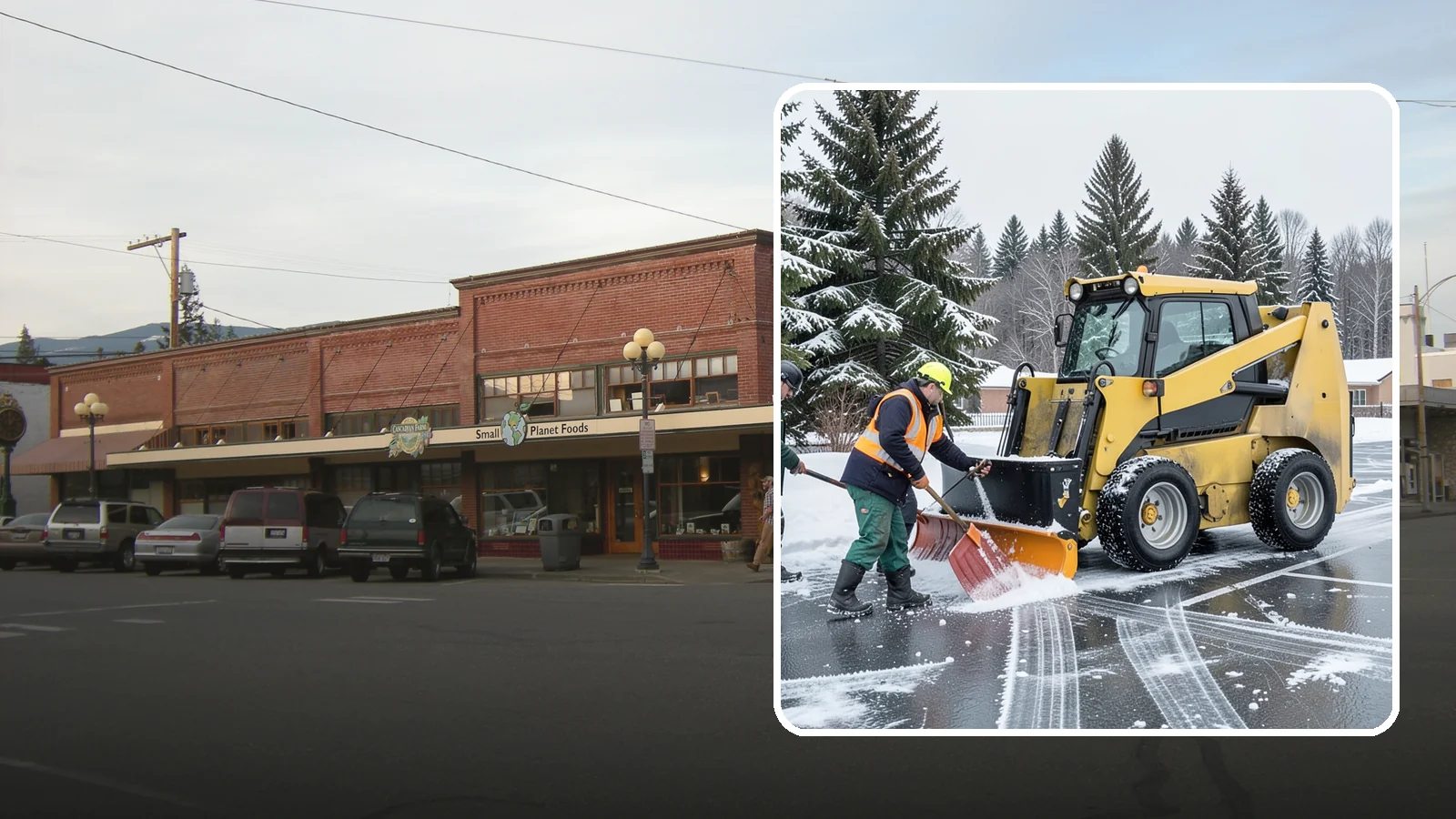 Office Parking Lot Snow Removal in Sedro-Woolley, Skagit County, WA - Keep your office lot open and safe for arriving employees and clients when a rare Western Washington snowfall or ice event hits.