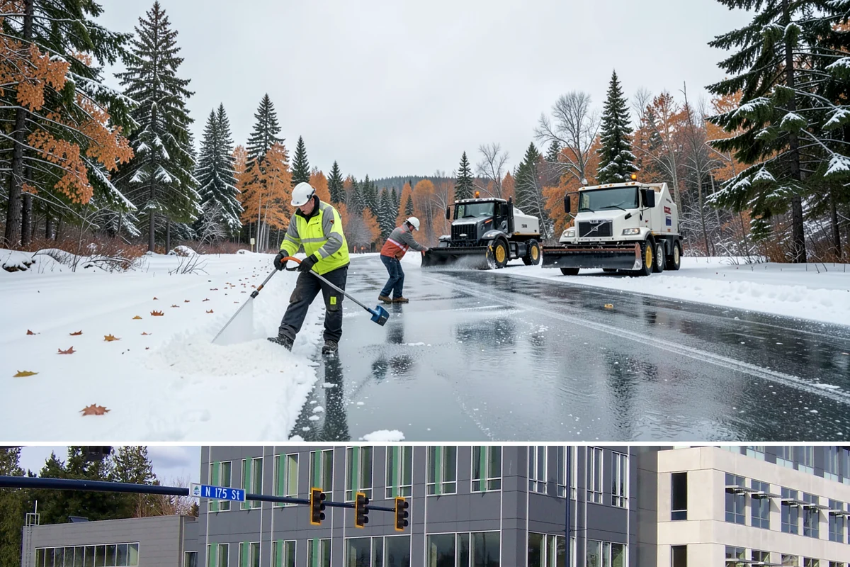 Office Parking Lot Snow Removal in Shoreline, King County, WA - Office lots need the most attention during December and January cold snaps when overnight temperatures dip below freezing after...