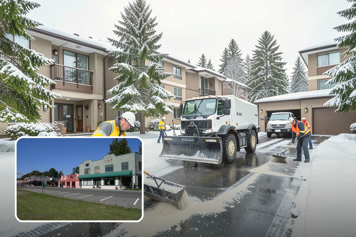 Office Parking Lot Snow Removal in Snoqualmie, King County, WA - Early-morning clearing timed to beat the commute