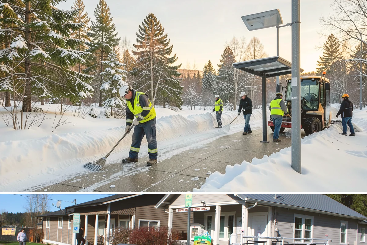 Office Parking Lot Snow Removal in South Prairie, Pierce County, WA - Office lots need the most attention during December and January cold snaps when overnight temperatures dip below freezing after...