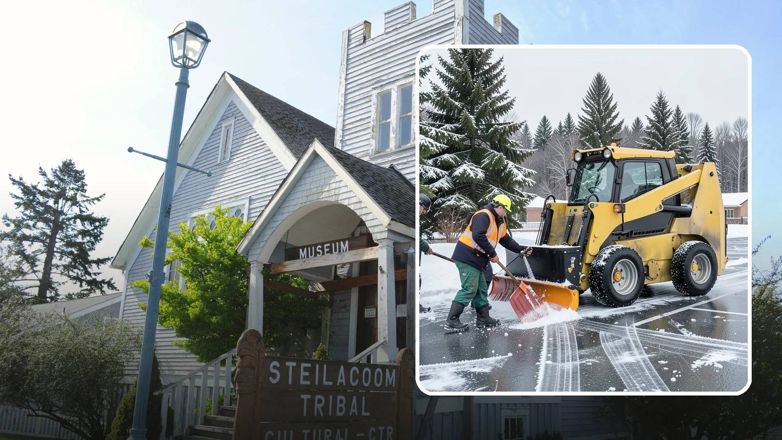 Office Parking Lot Snow Removal in Steilacoom, Pierce County, WA - Keep your office lot open and safe for arriving employees and clients when a rare Western Washington snowfall or ice event hits.
