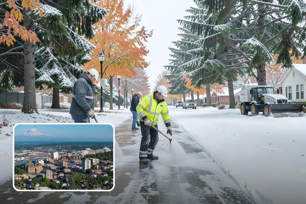Office Parking Lot Snow Removal in Tacoma, Pierce County, WA - Early-morning clearing timed to beat the commute