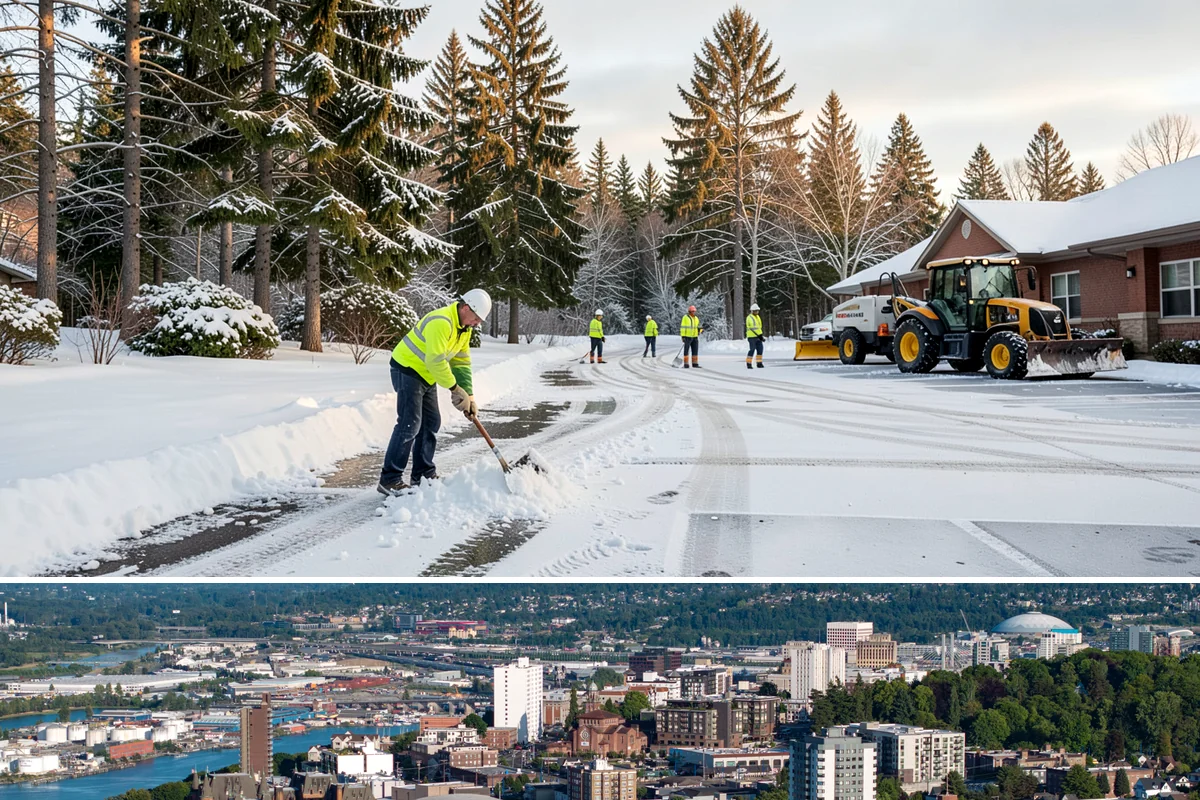 Office Parking Lot Snow Removal in Tacoma, Pierce County, WA - Office lots need the most attention during December and January cold snaps when overnight temperatures dip below freezing after...