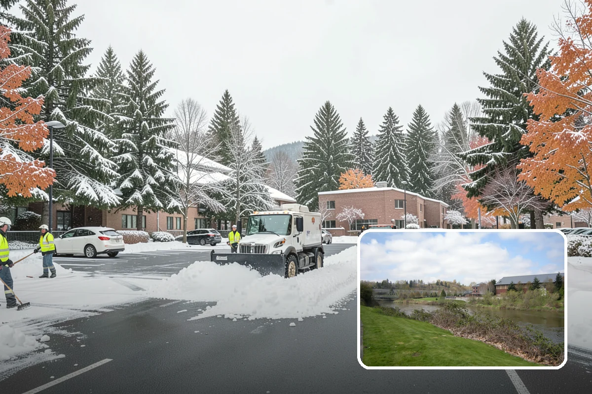 Office Parking Lot Snow Removal in Tukwila, King County, WA - Early-morning clearing timed to beat the commute