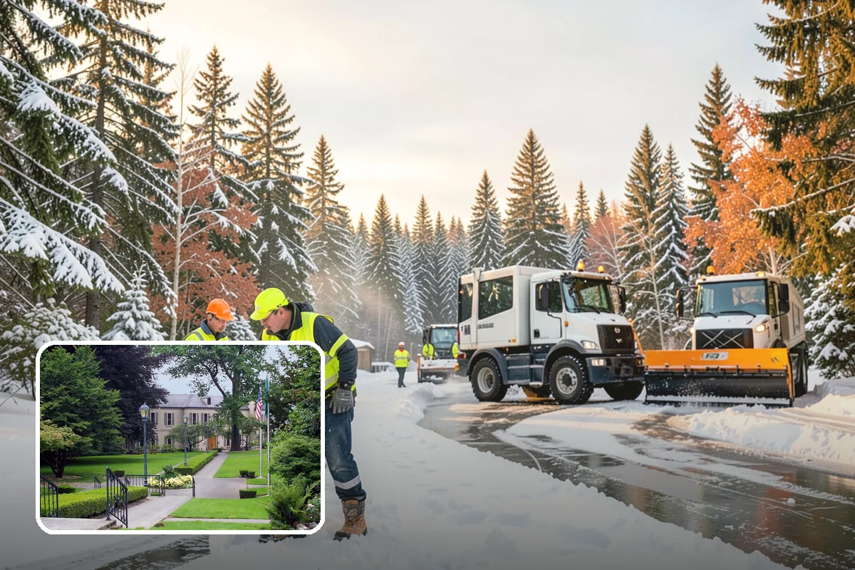 Office Parking Lot Snow Removal in Woodinville, King County, WA - Early-morning clearing timed to beat the commute