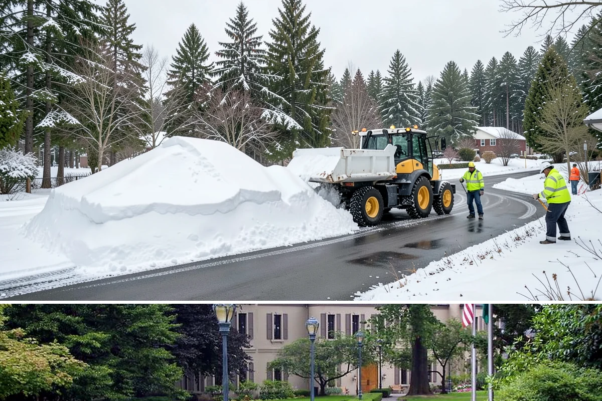 Office Parking Lot Snow Removal in Woodinville, King County, WA - Office lots need the most attention during December and January cold snaps when overnight temperatures dip below freezing after...