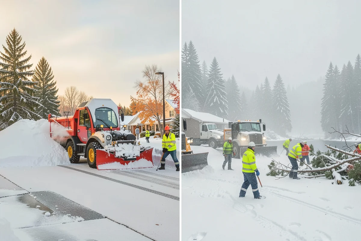 Office Snow Hauling in Bothell, King County, WA - We review the lot with facilities and mark pile locations