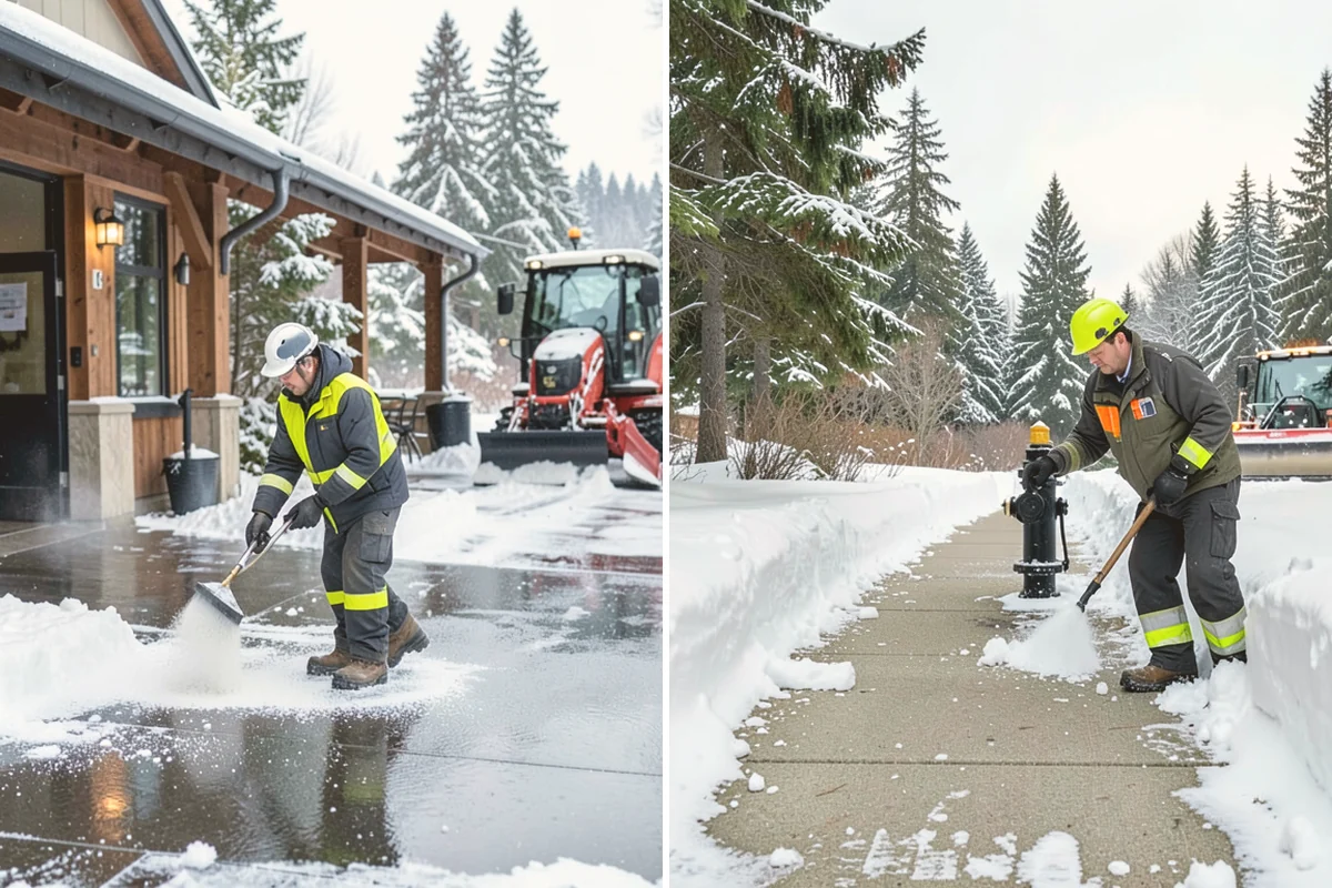 Office Snow Hauling in Brier, Snohomish County, WA - We review the lot with facilities and mark pile locations