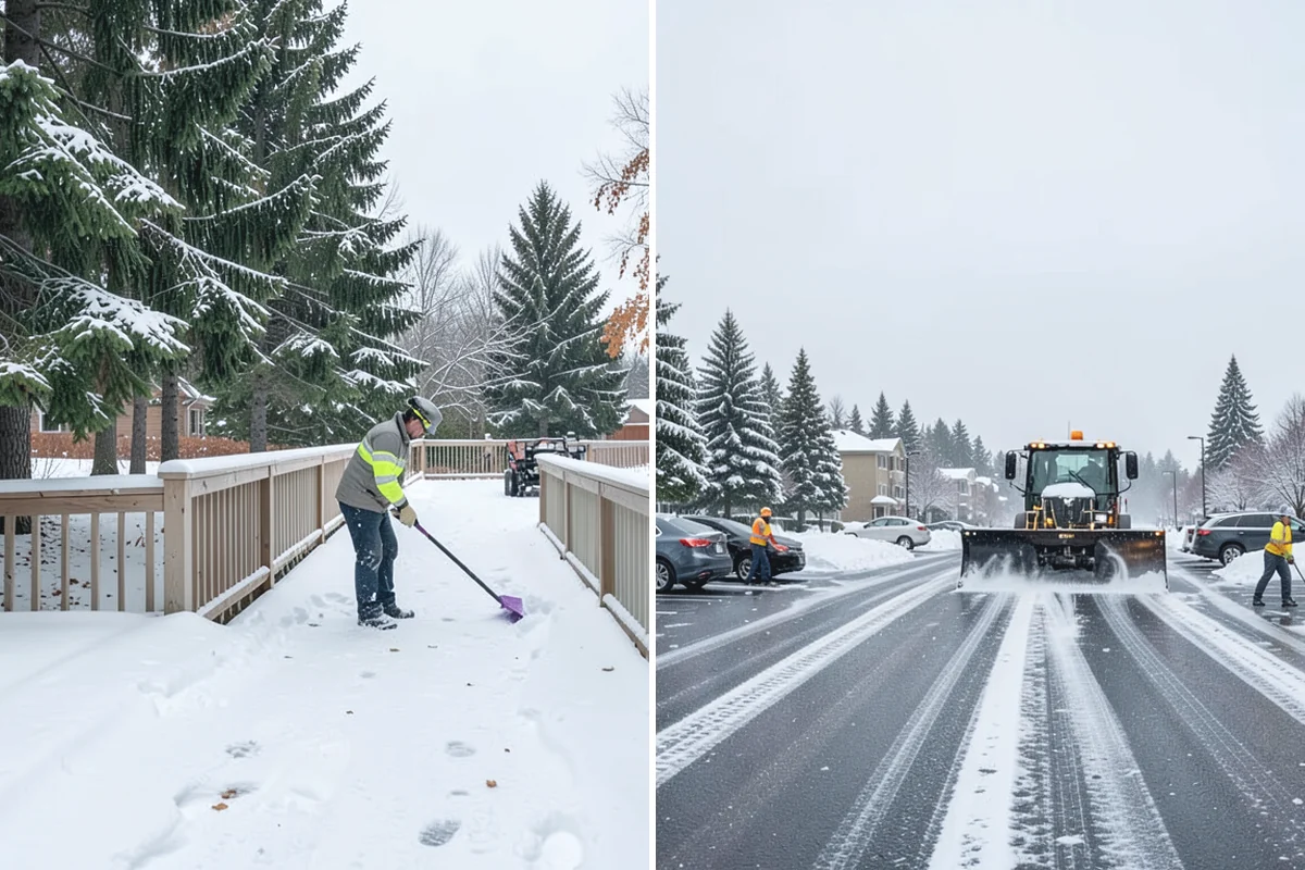 Office Snow Hauling in Buckley, Pierce County, WA - We review the lot with facilities and mark pile locations