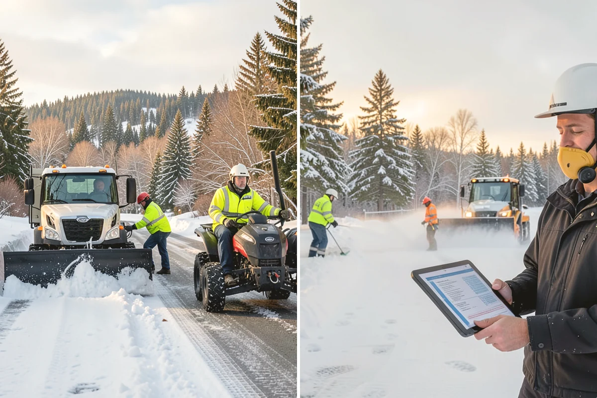Office Snow Hauling in Burlington, Skagit County, WA - We review the lot with facilities and mark pile locations