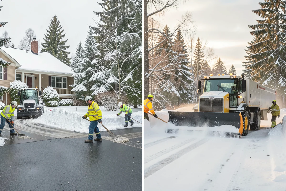 Office Snow Hauling in Carbonado, Pierce County, WA - We review the lot with facilities and mark pile locations