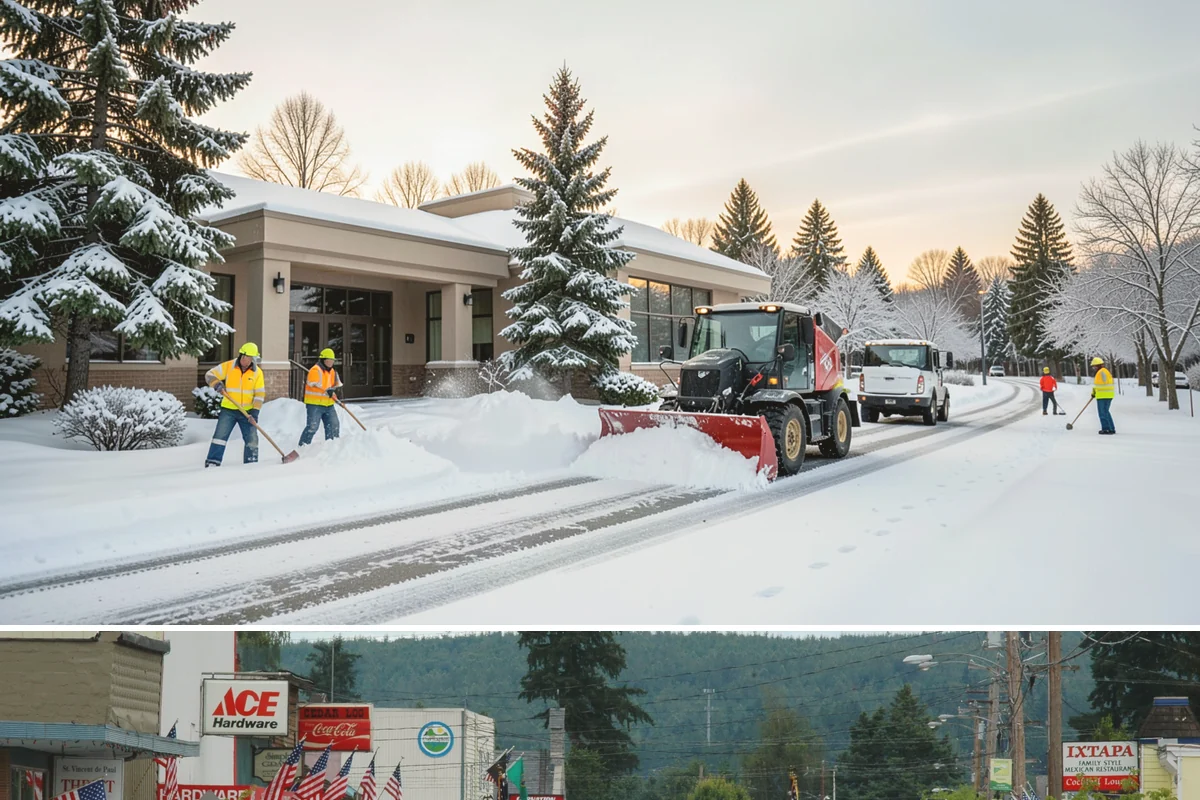 Office Snow Hauling in Carnation, King County, WA - Office hauling is typically scheduled overnight after storms so lots are clear and fully usable by the start of the business day.