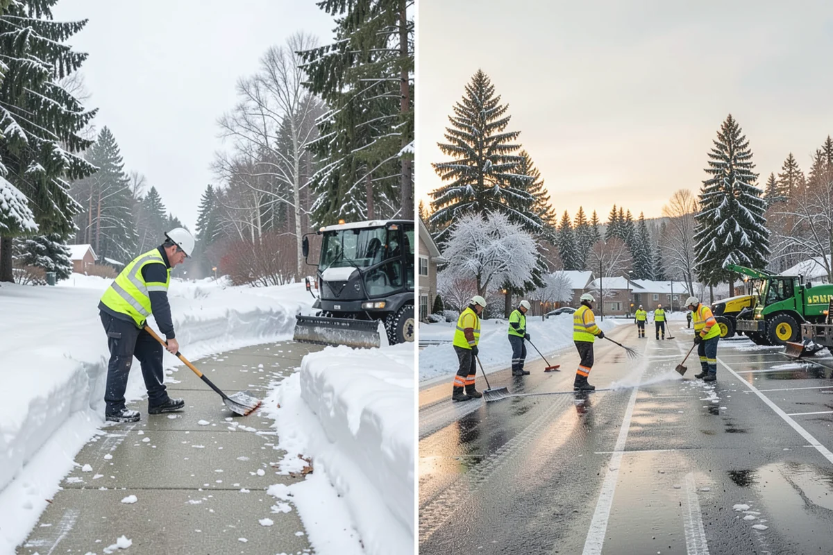 Office Snow Hauling in Coupeville, Island County, WA - We review the lot with facilities and mark pile locations