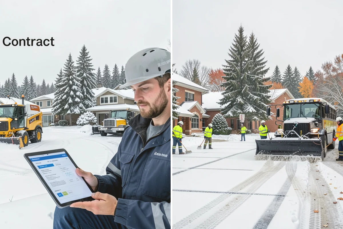 Office Snow Hauling in Covington, King County, WA - We review the lot with facilities and mark pile locations