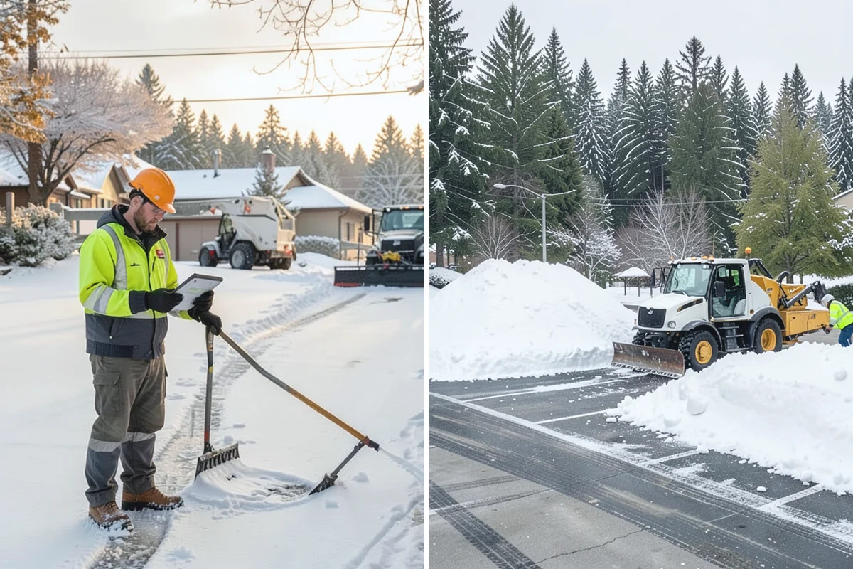 Office Snow Hauling in Darrington, Snohomish County, WA - We review the lot with facilities and mark pile locations