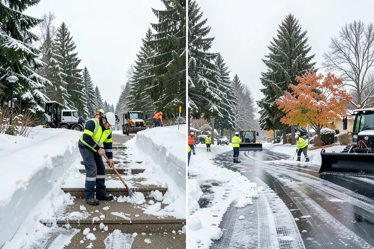Office Snow Hauling in DuPont, Pierce County, WA - We review the lot with facilities and mark pile locations