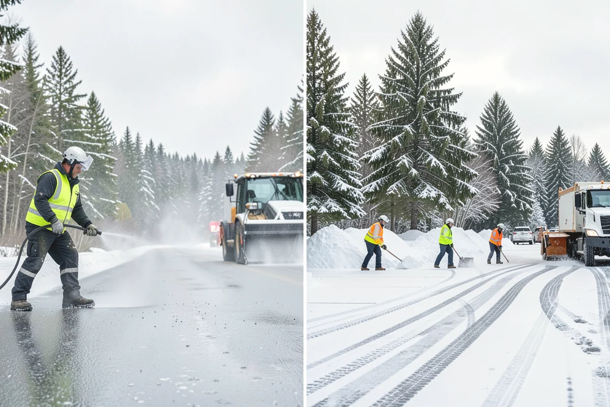 Office Snow Hauling in Duvall, King County, WA - We review the lot with facilities and mark pile locations