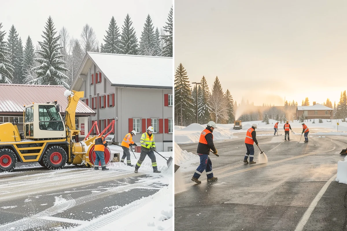 Office Snow Hauling in Eatonville, Pierce County, WA - We review the lot with facilities and mark pile locations