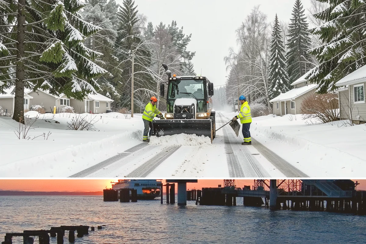 Office Snow Hauling in Edmonds, Snohomish County, WA - Office hauling is typically scheduled overnight after storms so lots are clear and fully usable by the start of the business day.