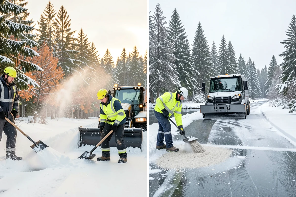 Office Snow Hauling in Enumclaw, King County, WA - We review the lot with facilities and mark pile locations