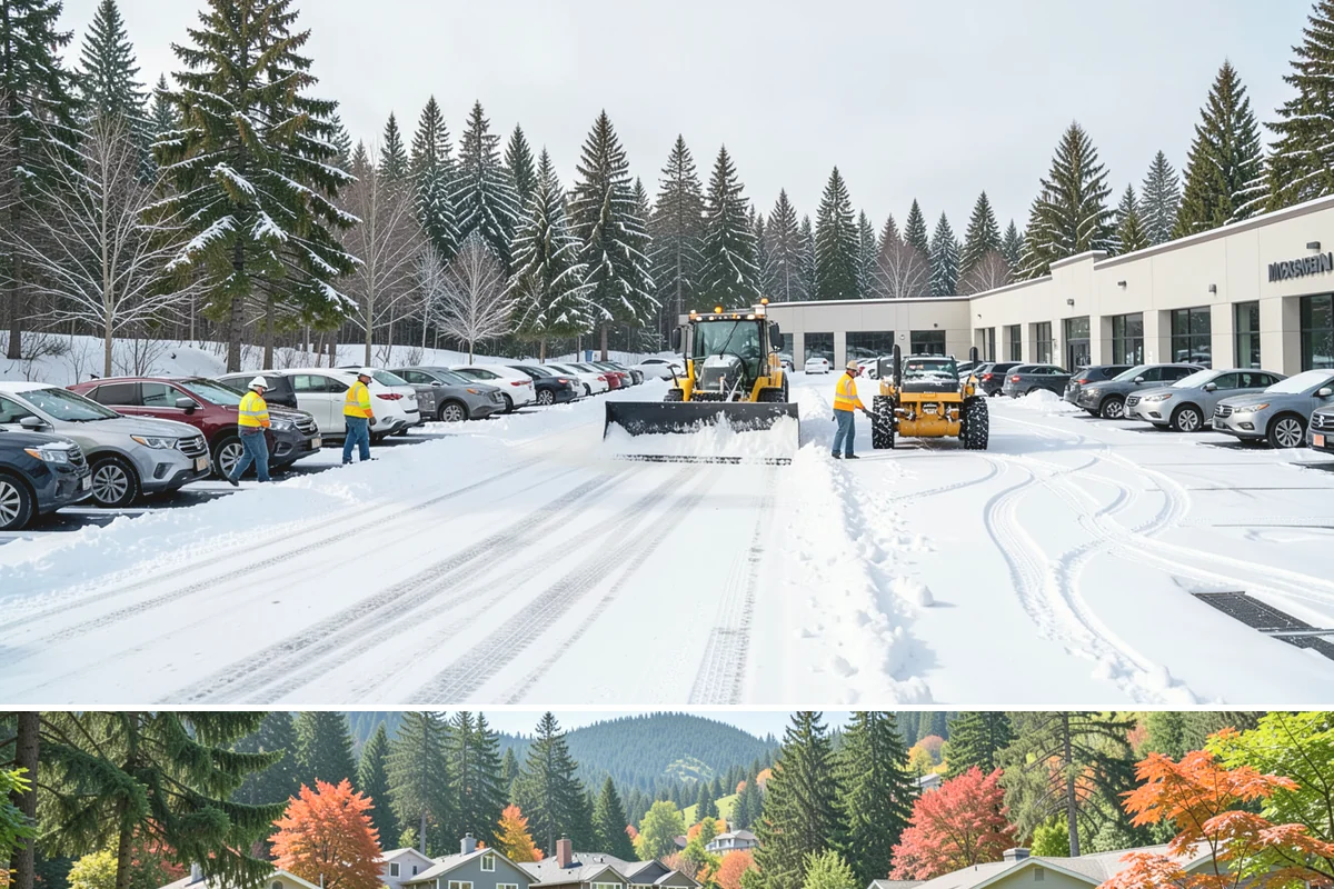 Office Snow Hauling in Fircrest, Pierce County, WA - Office hauling is typically scheduled overnight after storms so lots are clear and fully usable by the start of the business day.