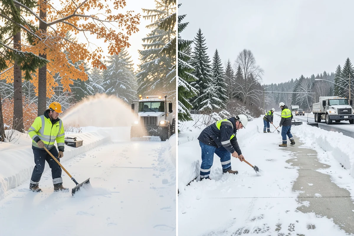 Office Snow Hauling in Hamilton, Skagit County, WA - We review the lot with facilities and mark pile locations