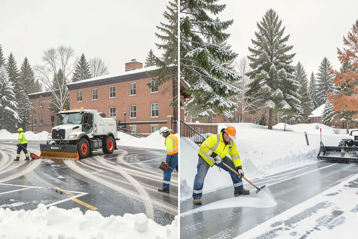 Office Snow Hauling in Kirkland, King County, WA - We review the lot with facilities and mark pile locations