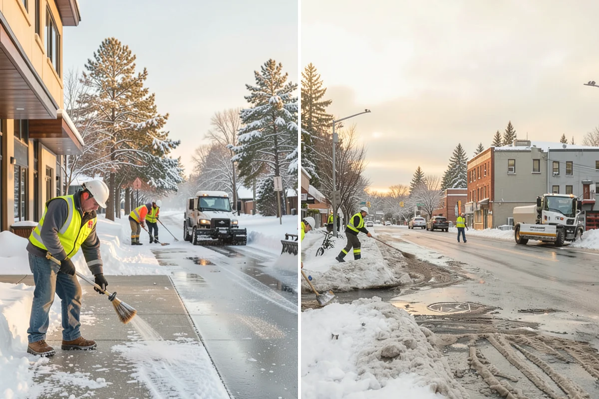 Office Snow Hauling in La Conner, Skagit County, WA - We review the lot with facilities and mark pile locations