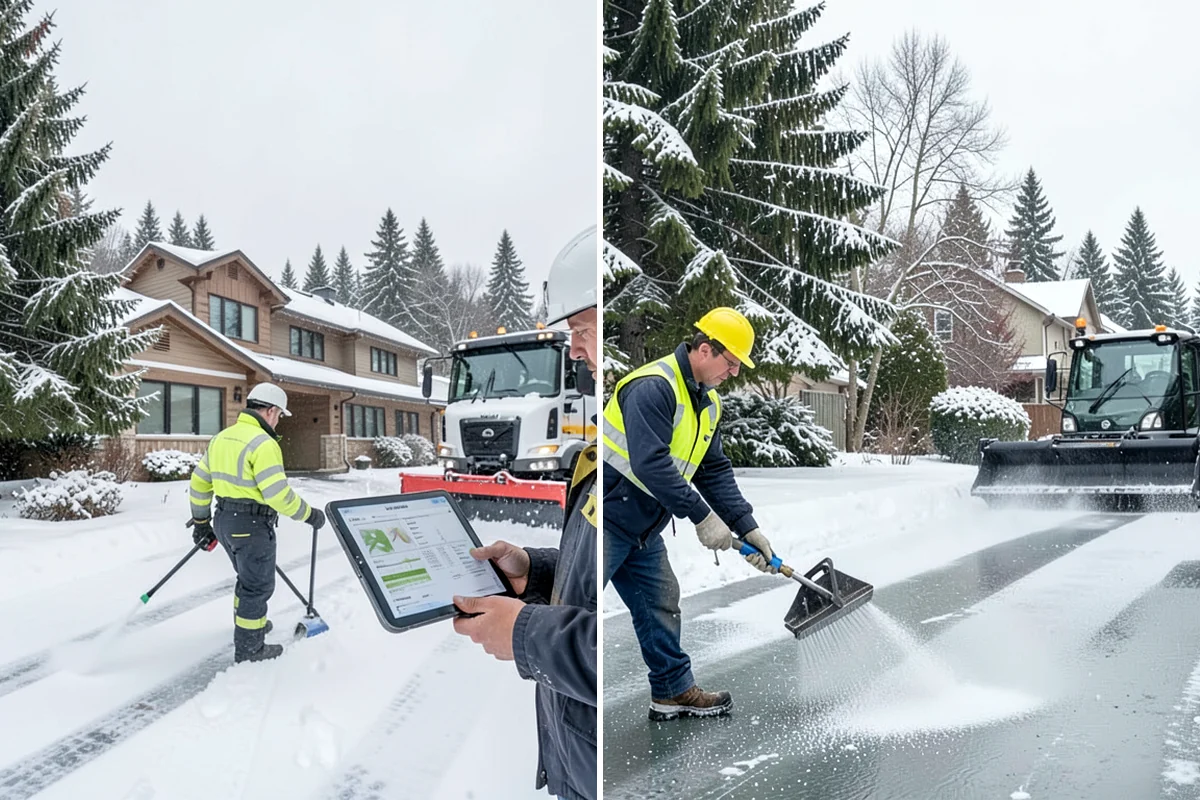 Office Snow Hauling in Lake Forest Park, King County, WA - We review the lot with facilities and mark pile locations