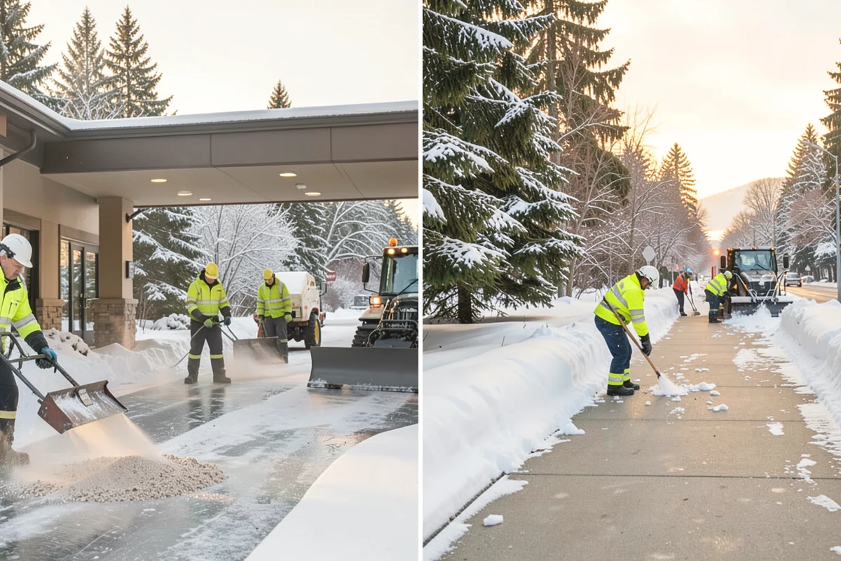 Office Snow Hauling in Lake Stevens, Snohomish County, WA - We review the lot with facilities and mark pile locations