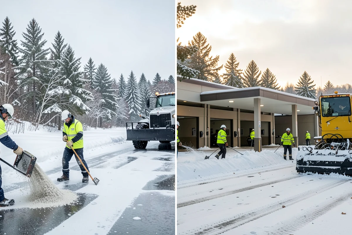 Office Snow Hauling in Lakewood, Pierce County, WA - We review the lot with facilities and mark pile locations