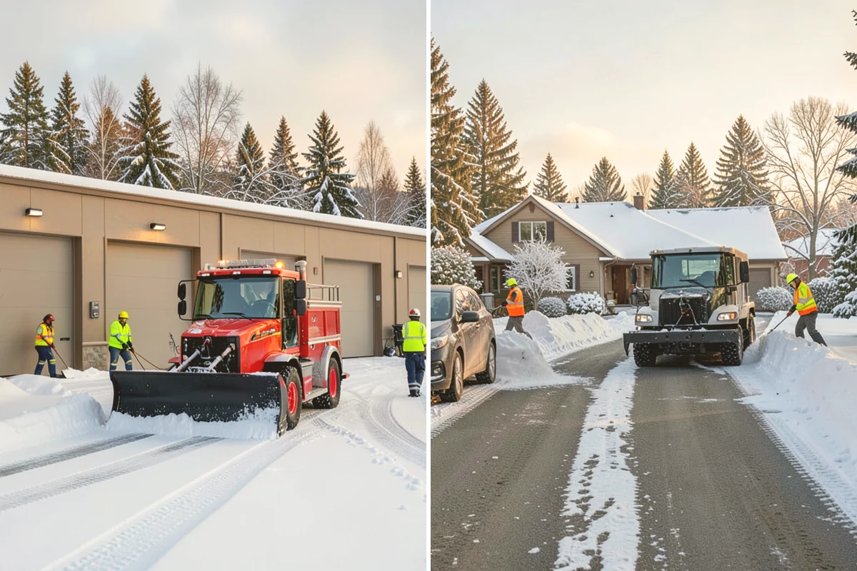 Office Snow Hauling in Langley, Island County, WA - We review the lot with facilities and mark pile locations