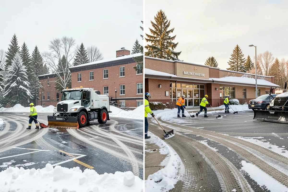 Office Snow Hauling in Lyman, Skagit County, WA - We review the lot with facilities and mark pile locations