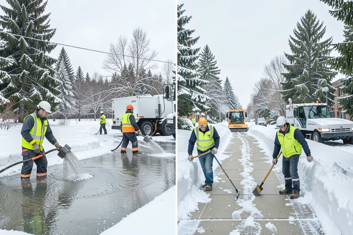 Office Snow Hauling in Marysville, Snohomish County, WA - We review the lot with facilities and mark pile locations