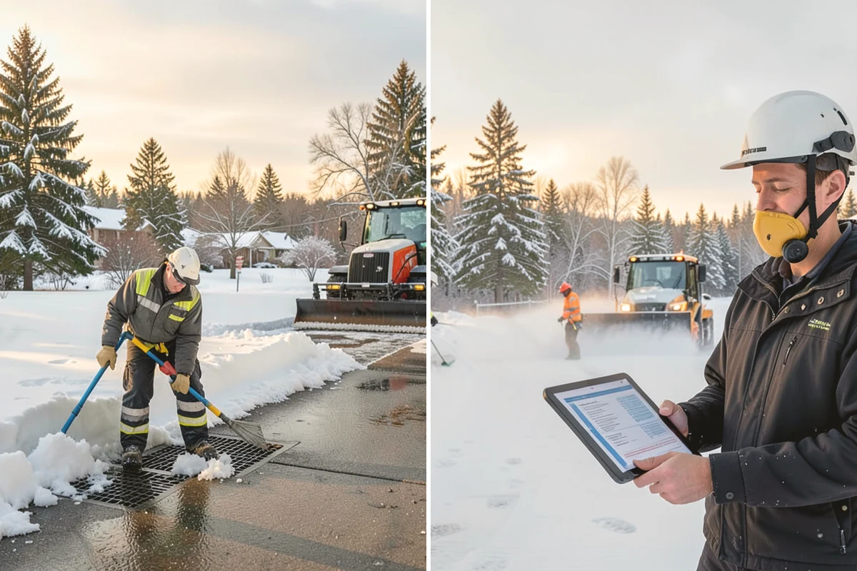 Office Snow Hauling in Mercer Island, King County, WA - We review the lot with facilities and mark pile locations