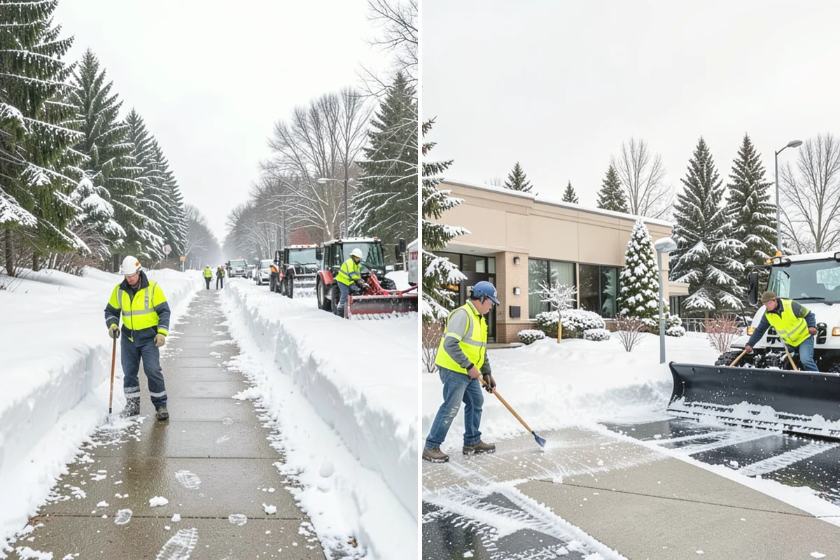 Office Snow Hauling in Monroe, Snohomish County, WA - We review the lot with facilities and mark pile locations